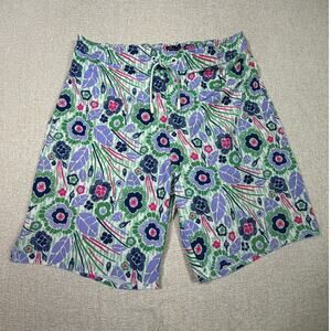Johnnie-O Men XL Blue Green Floral Swim Trunks Zip Front Preppy Beach Shorts